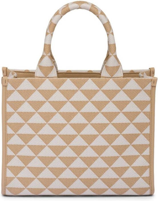 Prada Symbole shopper met jacquard Beige