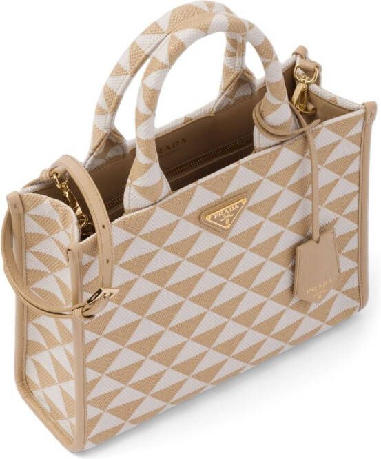 Prada Symbole shopper met jacquard Beige