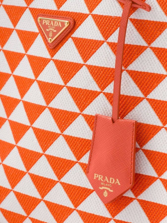 Prada Symbole shopper met jacquard Oranje