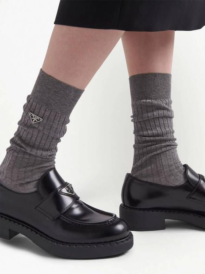 Prada Geribbelde katoenen sokken Grijs