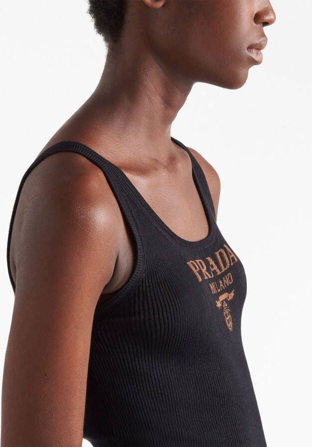 Prada Zijden tanktop met logoprint Zwart