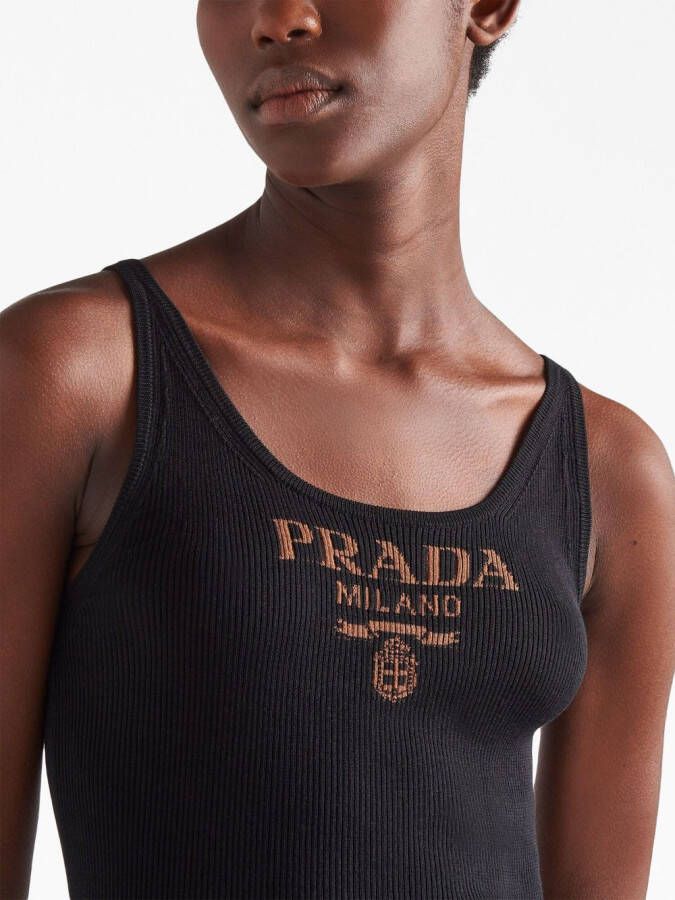 Prada Zijden tanktop met logoprint Zwart