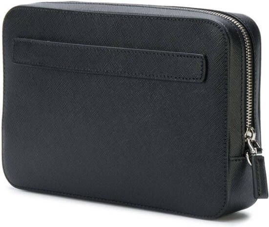 Prada structured logo pouch Zwart