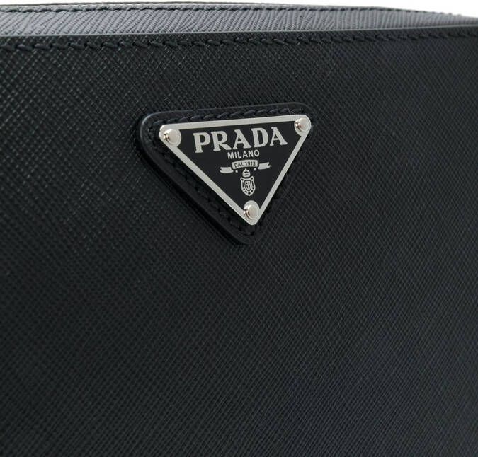 Prada structured logo pouch Zwart