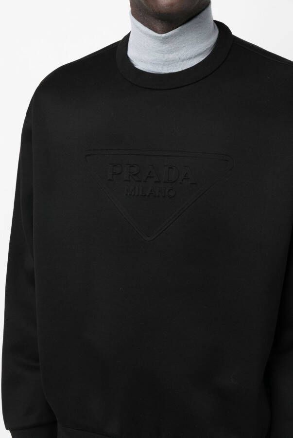 Prada Sweater met logo-reliëf Zwart