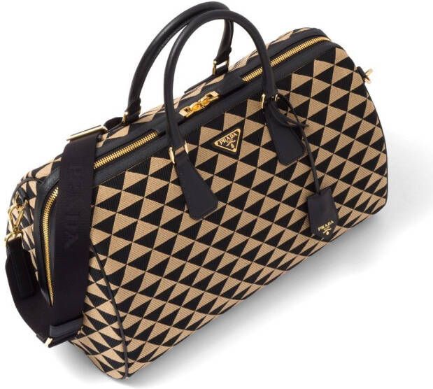 Prada Symbole reistas met borduurwerk Zwart