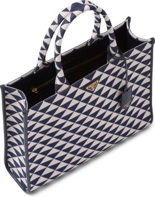 Prada Symbole shopper met borduurwerk Blauw
