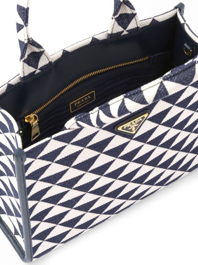Prada Symbole shopper met jacquard Blauw