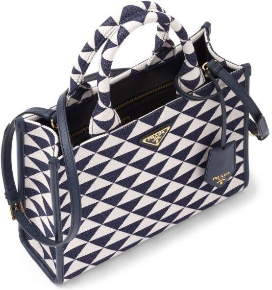 Prada Symbole shopper met jacquard Blauw