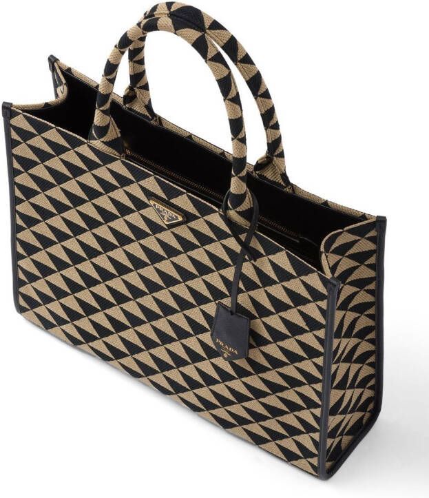 Prada Symbole shopper met driehoekig patroon Zwart