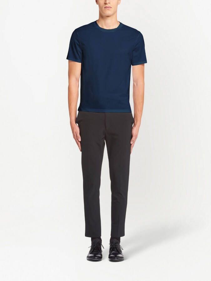Prada T-shirt met geborduurd logo Blauw