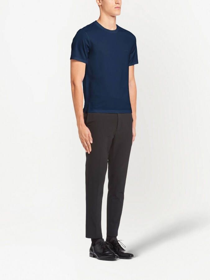 Prada T-shirt met geborduurd logo Blauw
