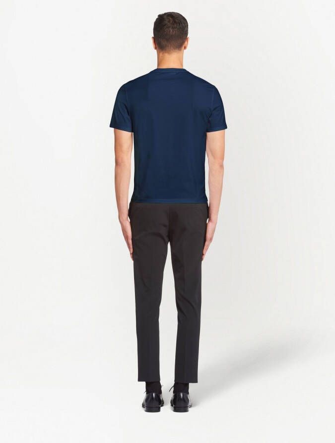 Prada T-shirt met geborduurd logo Blauw