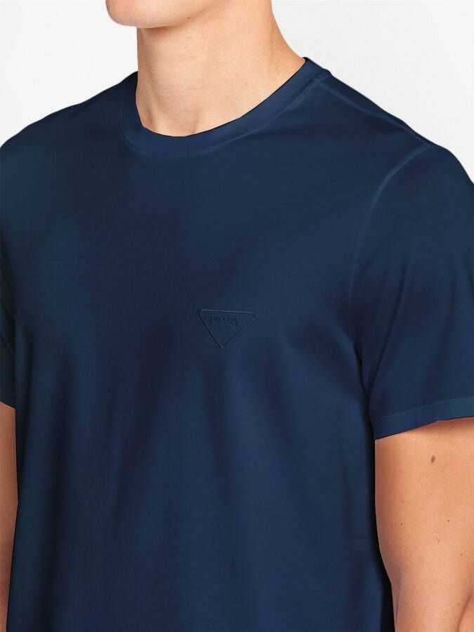 Prada T-shirt met geborduurd logo Blauw