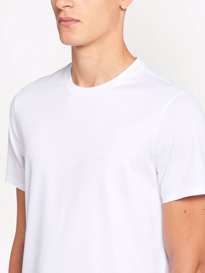Prada T-shirt met geborduurd logo Wit