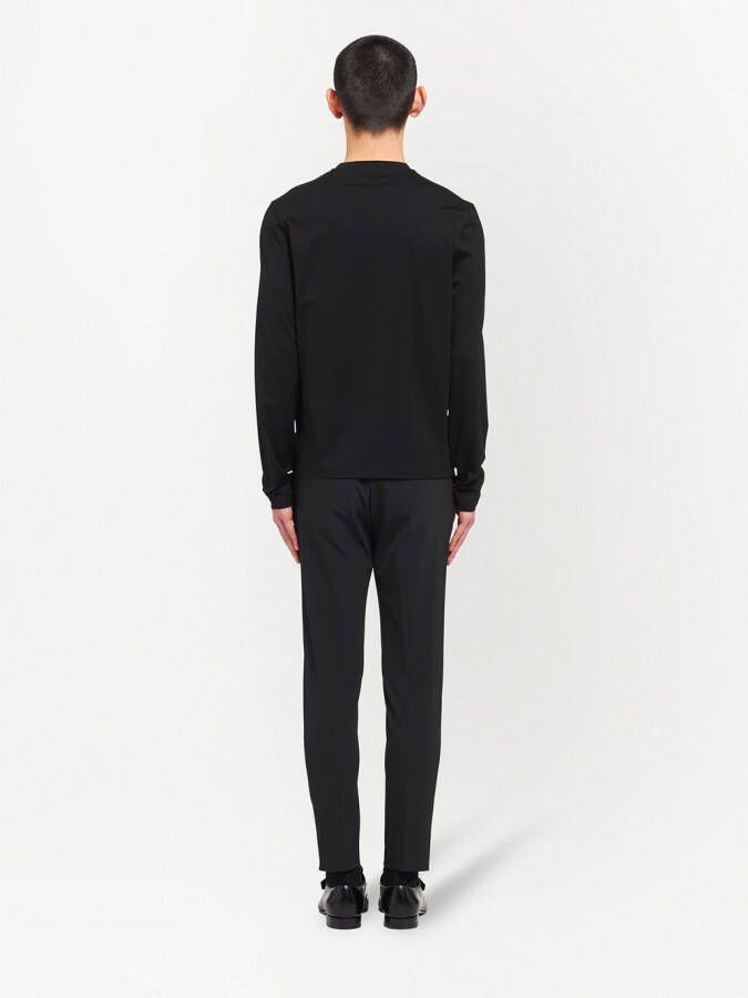 Prada T-shirt met geborduurd logo Zwart