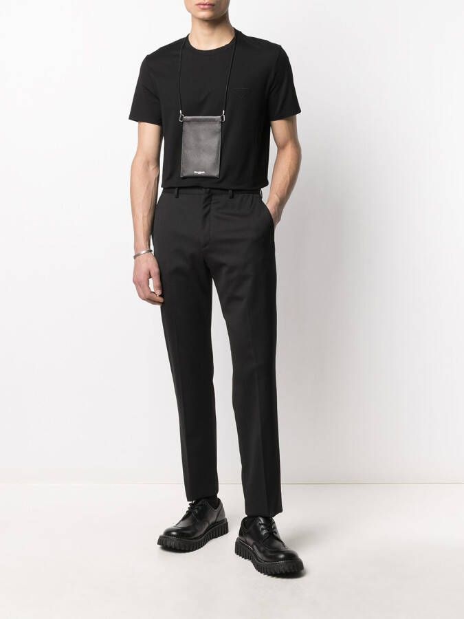 Prada T-shirt met geborduurd logo Zwart