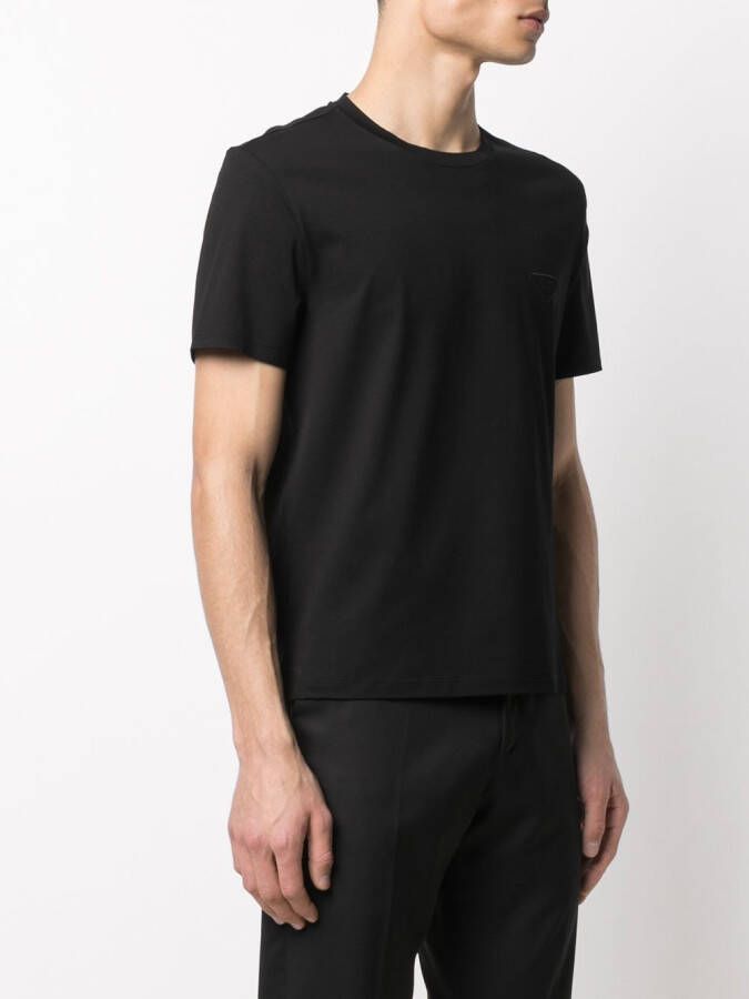 Prada T-shirt met geborduurd logo Zwart