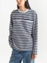 Prada Gestreept T-shirt met logoprint Blauw - Thumbnail 4