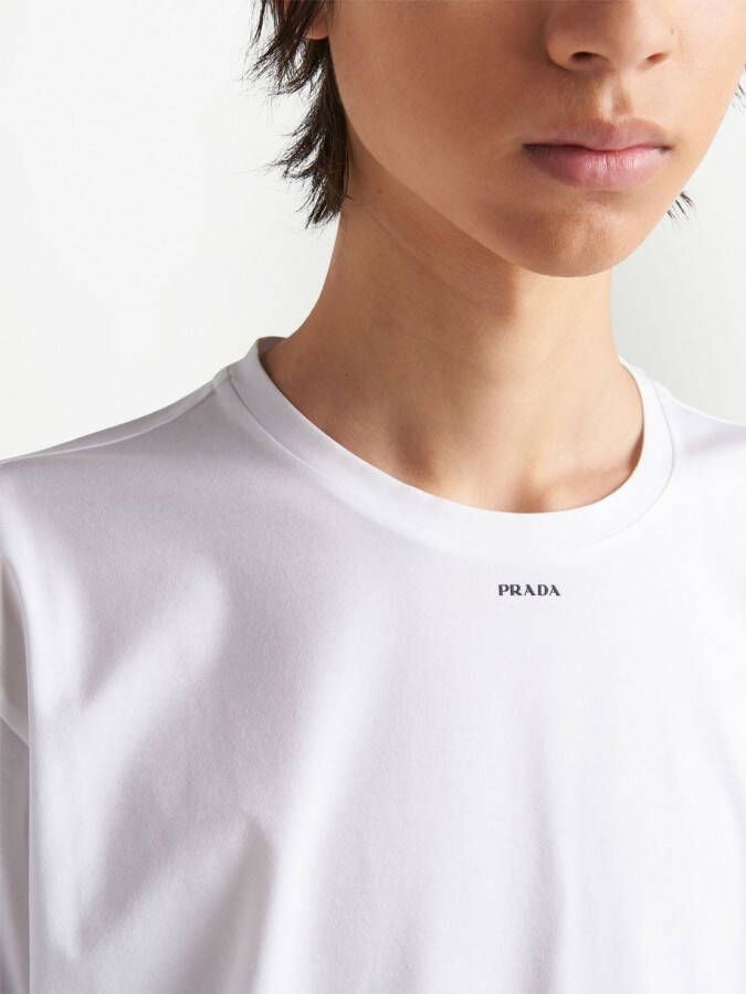 Prada T-shirt met logoprint Wit