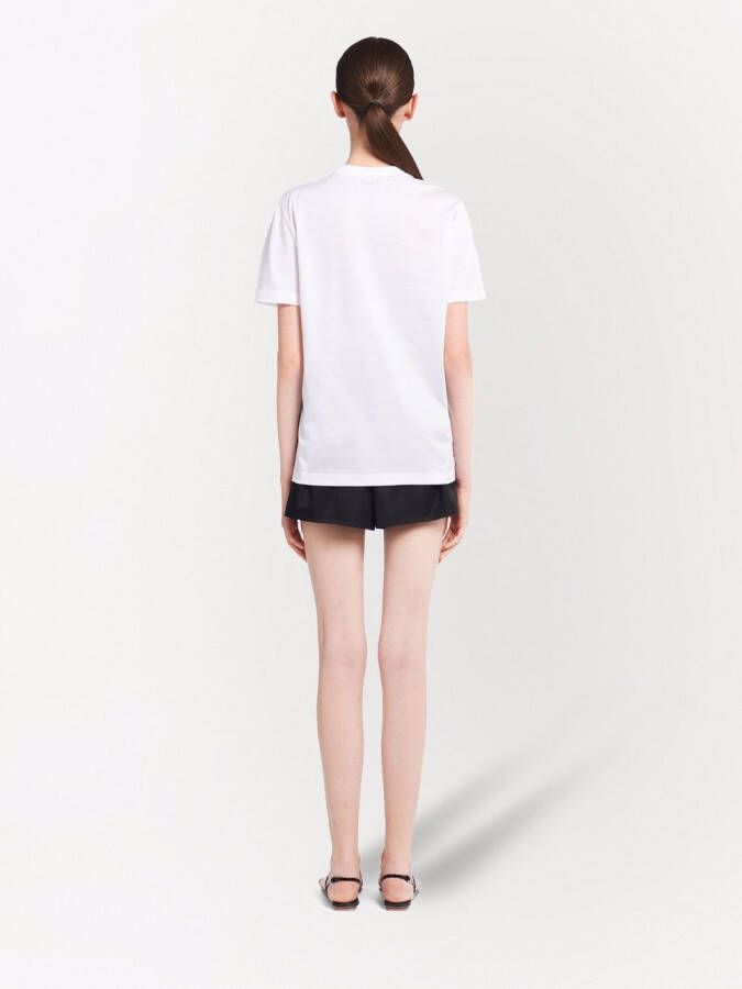 Prada T-shirt met geborduurd logo Wit