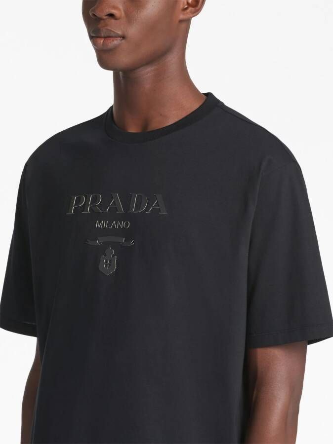 Prada T-shirt met ronde hals Zwart