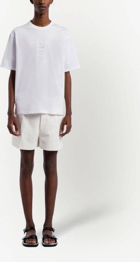 Prada T-shirt verfraaid met logo Wit