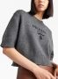 Prada Cropped wollen trui met logo intarsia Grijs - Thumbnail 4