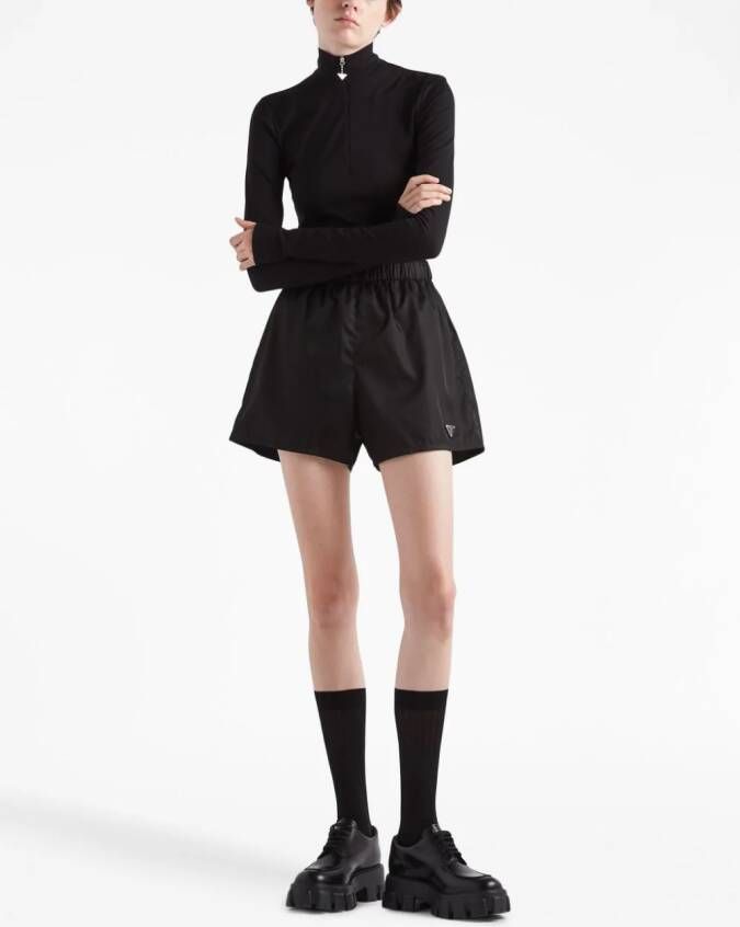 Prada Top met logo en col Zwart