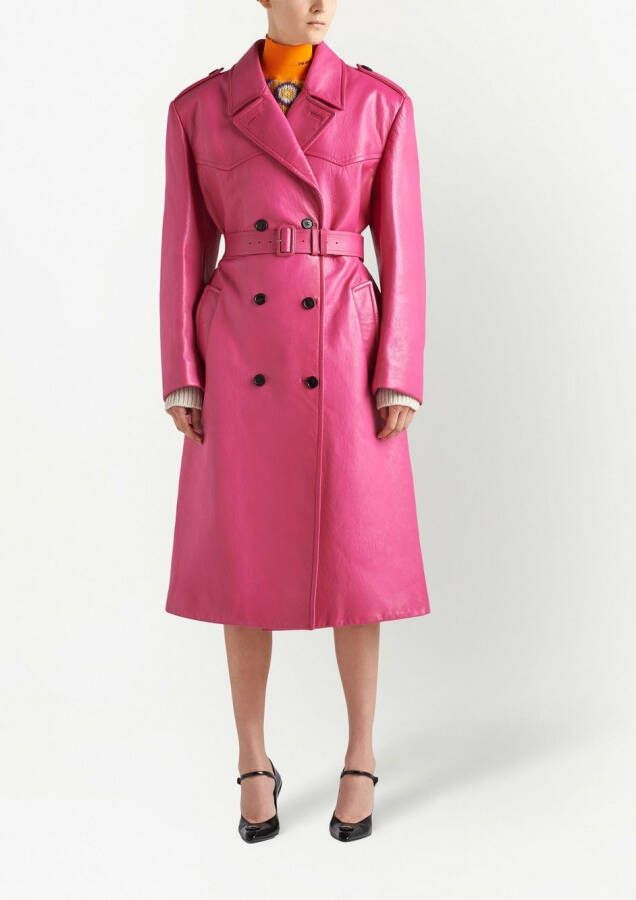 Prada Trenchcoat met dubbele rij knopen Roze
