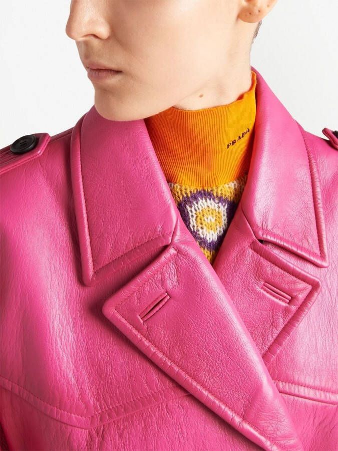 Prada Trenchcoat met dubbele rij knopen Roze