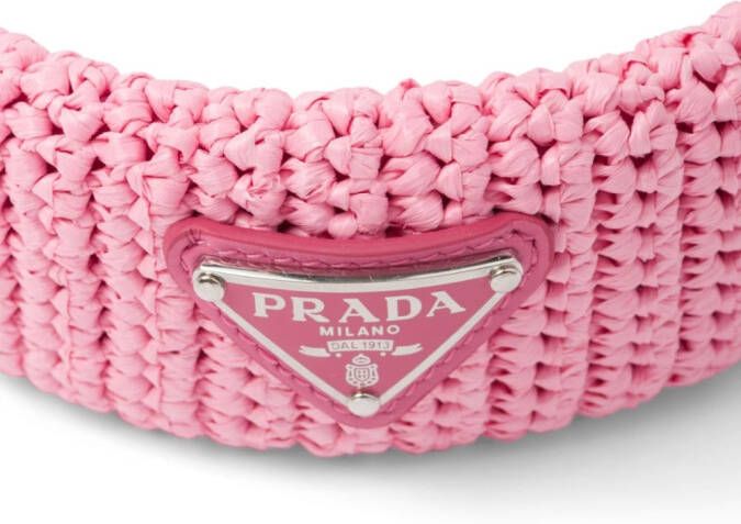 Prada Raffia haarband met logo Roze