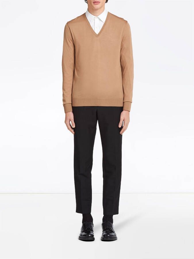 Prada Trui met V-hals Bruin