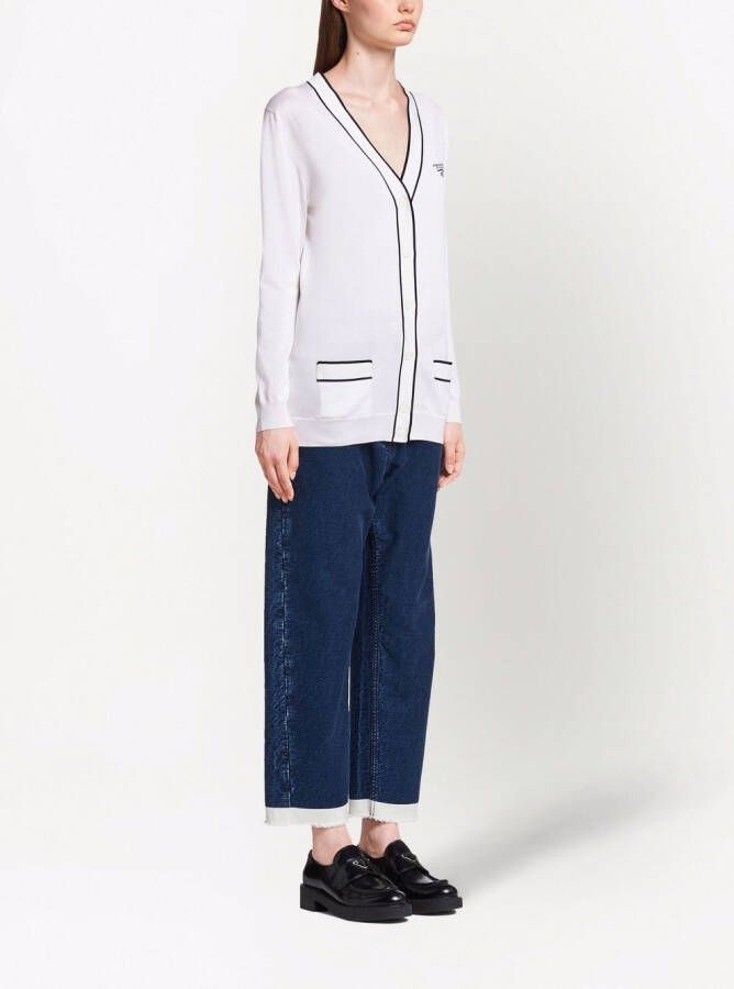 Prada Zijden vest met V-hals Wit