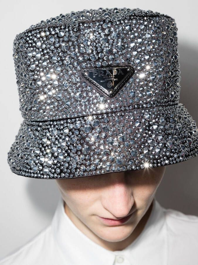Prada Vissershoed verfraaid met kristallen Zwart