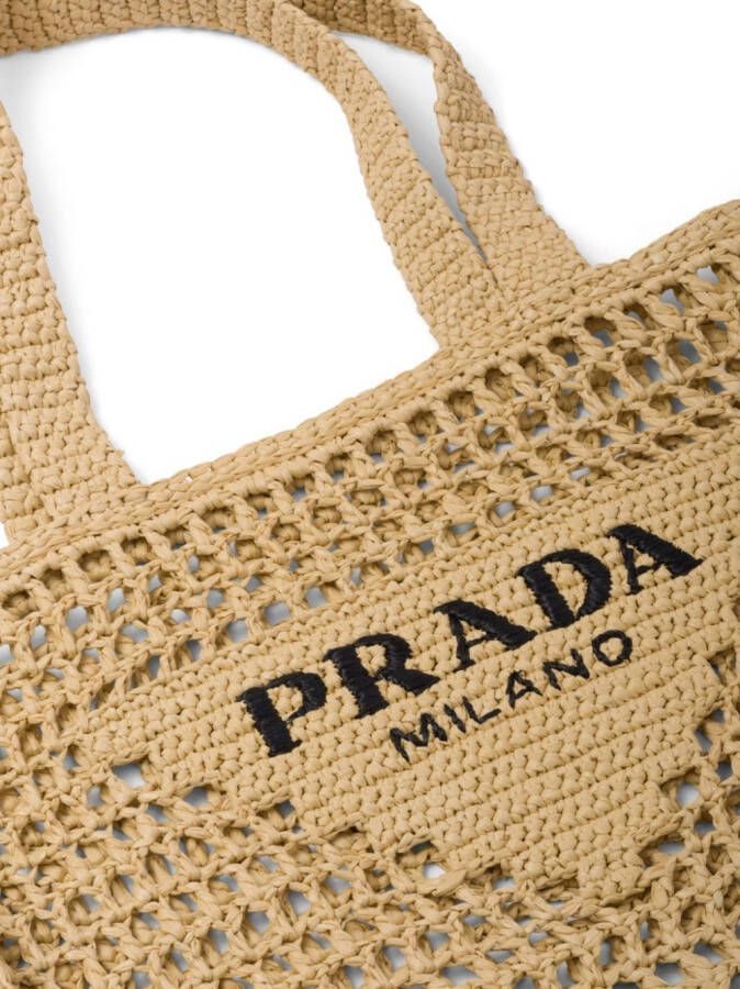 Prada Shopper met logo Beige