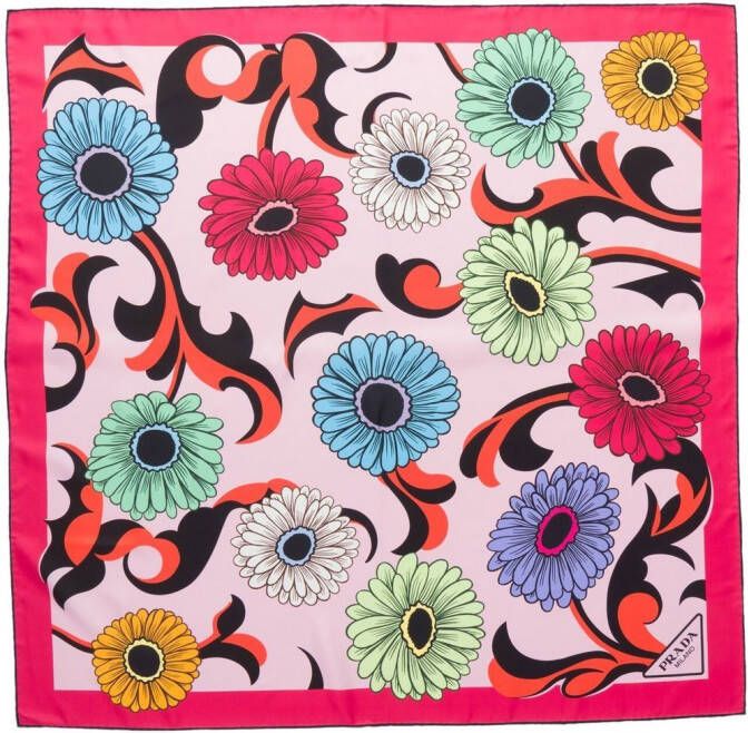 Prada Sjaal met bloemenprint Roze
