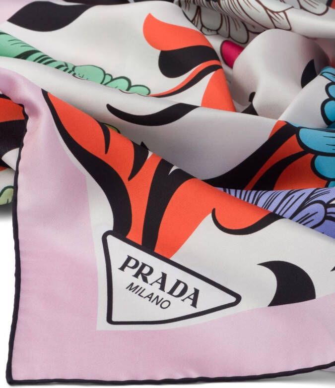 Prada Sjaal met bloemenprint Wit