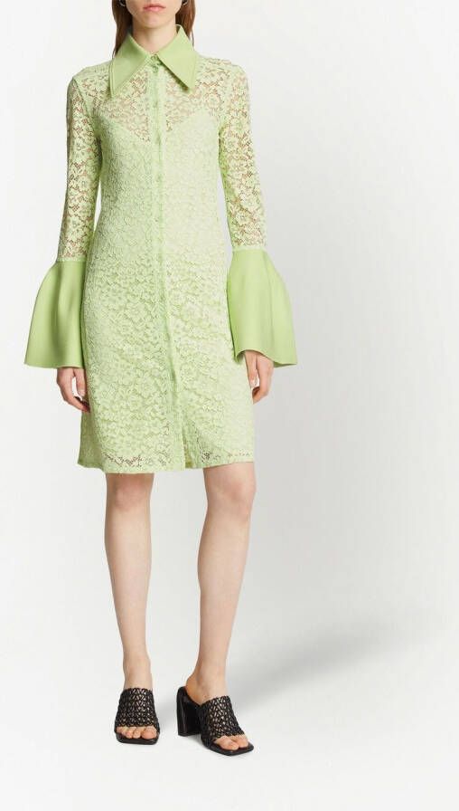 Proenza Schouler Midi-blousejurk met bloemenkant Groen