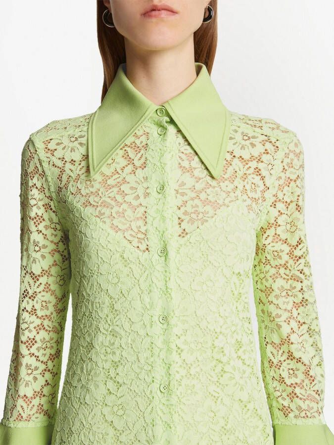 Proenza Schouler Midi-blousejurk met bloemenkant Groen