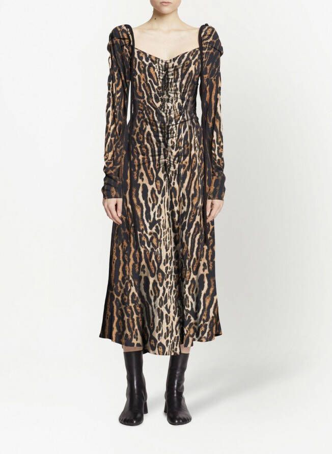 Proenza Schouler Jurk met luipaardprint Bruin