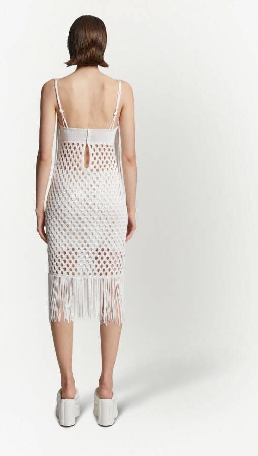 Proenza Schouler lacquered fringe-detail knitted dress Wit