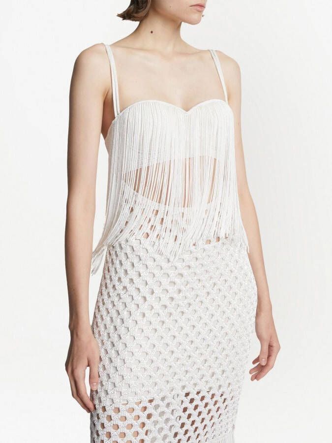 Proenza Schouler lacquered fringe-detail knitted dress Wit