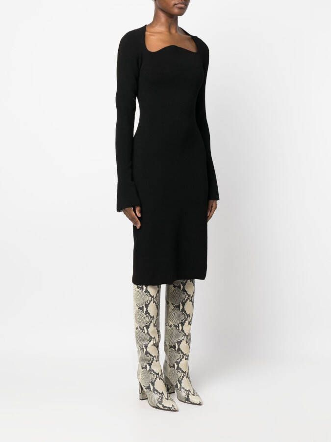 Proenza Schouler Midi-jurk met gewelfde hals Zwart