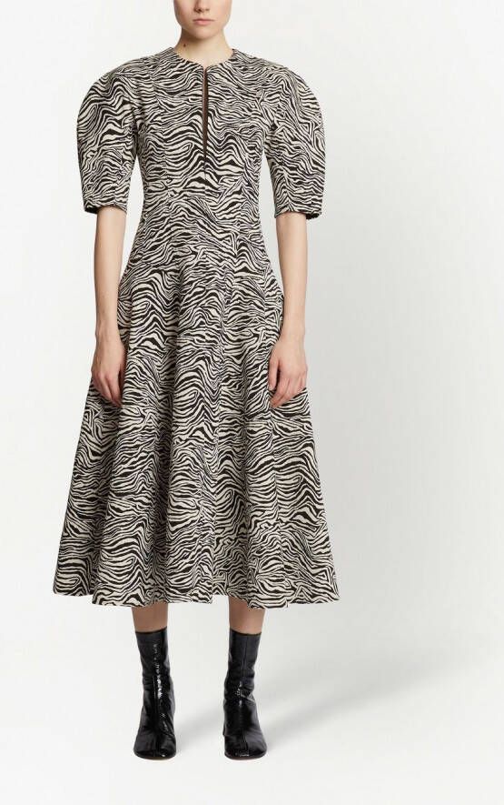 Proenza Schouler Midi-jurk met zebraprint Beige