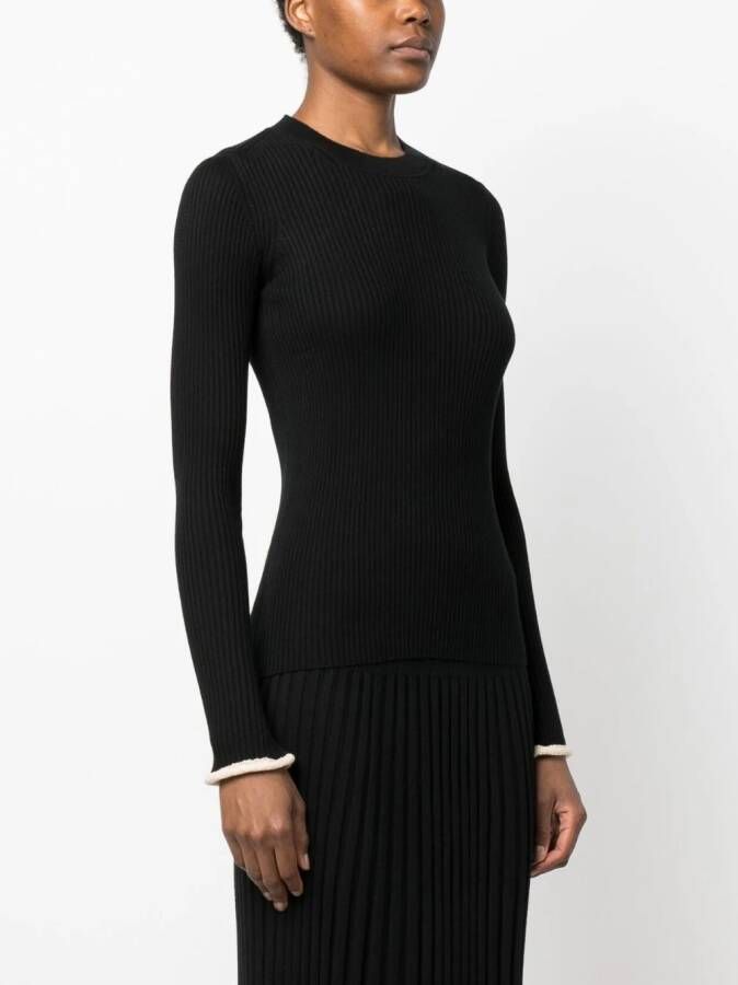 Proenza Schouler Silk Cashmere Long Sleeve Top Zwart