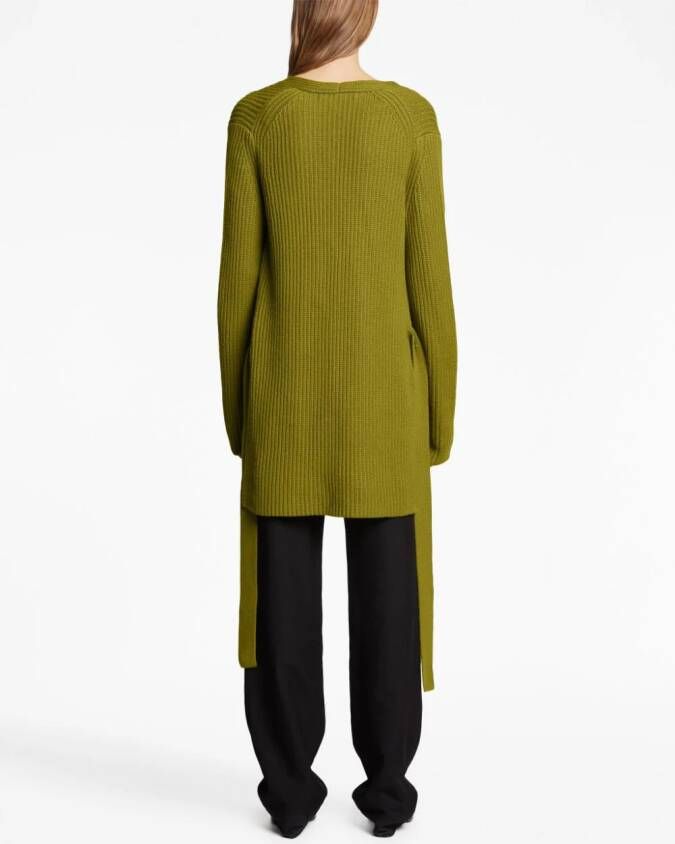 Proenza Schouler White Label ribbed-knit belted cardigan Groen