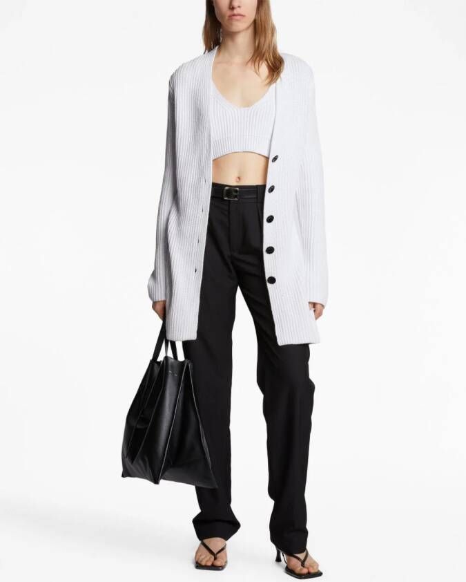 Proenza Schouler White Label ribbed-knit belted cardigan Wit
