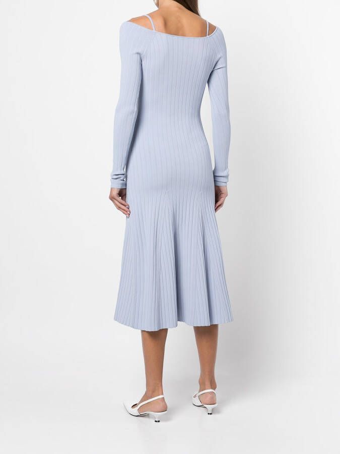 Proenza Schouler White Label Ribgebreide jurk Blauw