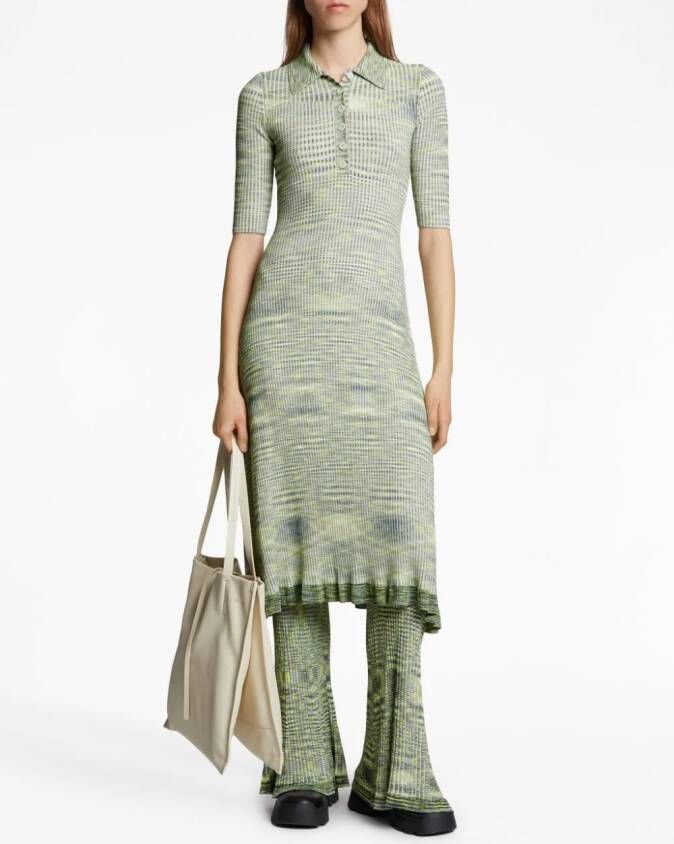 Proenza Schouler White Label Space Dye ribbed-knit polo dress Blauw